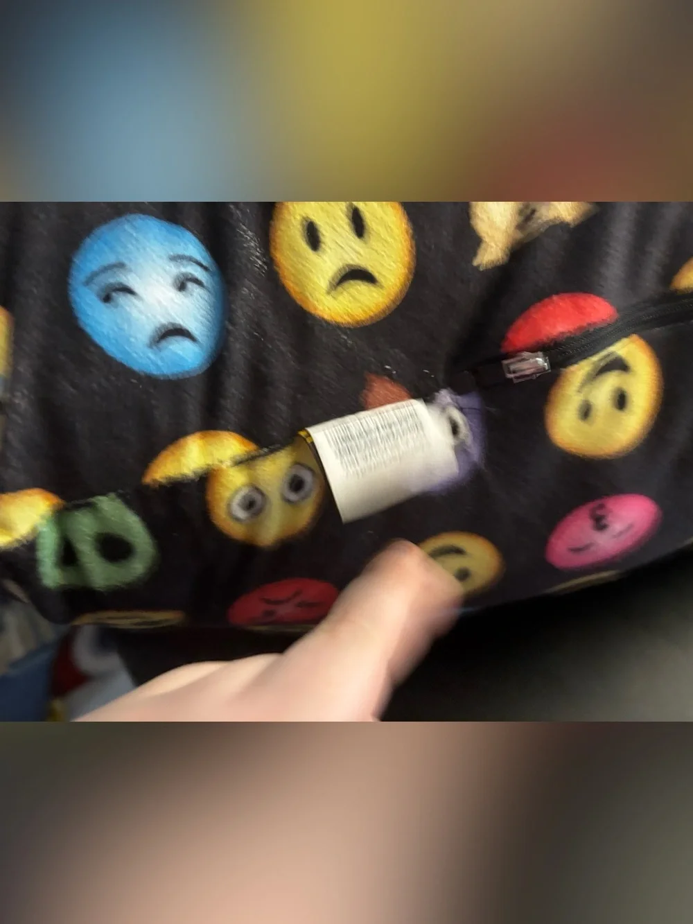 Emoji Pattern Arm Pillow - Black